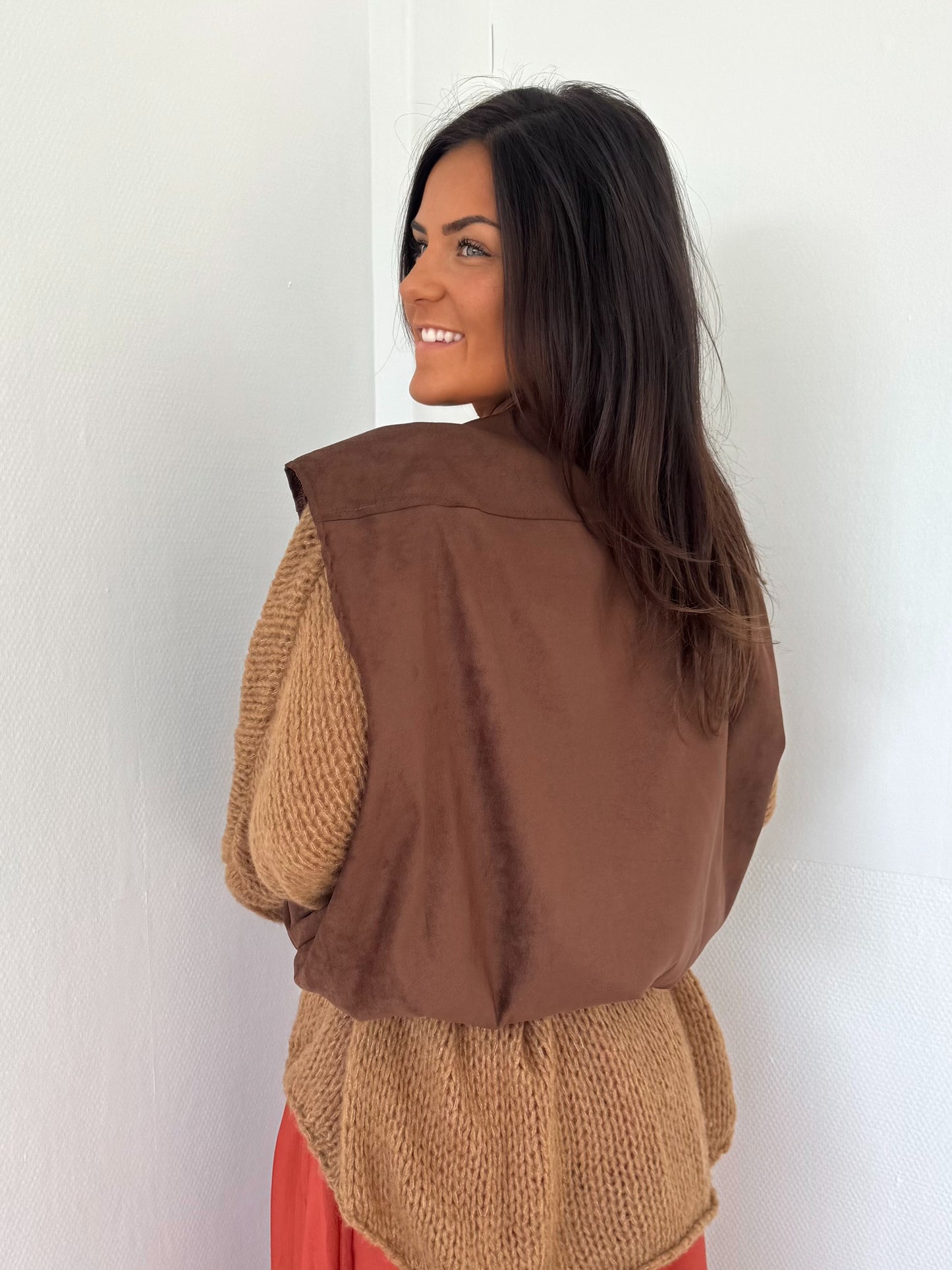Veste sans manches zippée marron