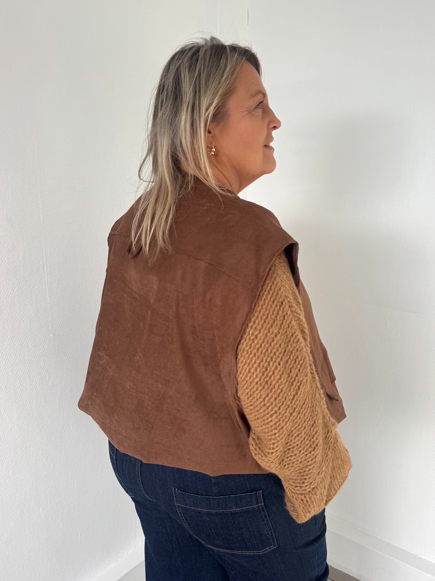 Veste sans manches zippée marron