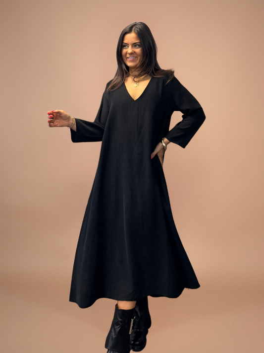 Robe col V noire