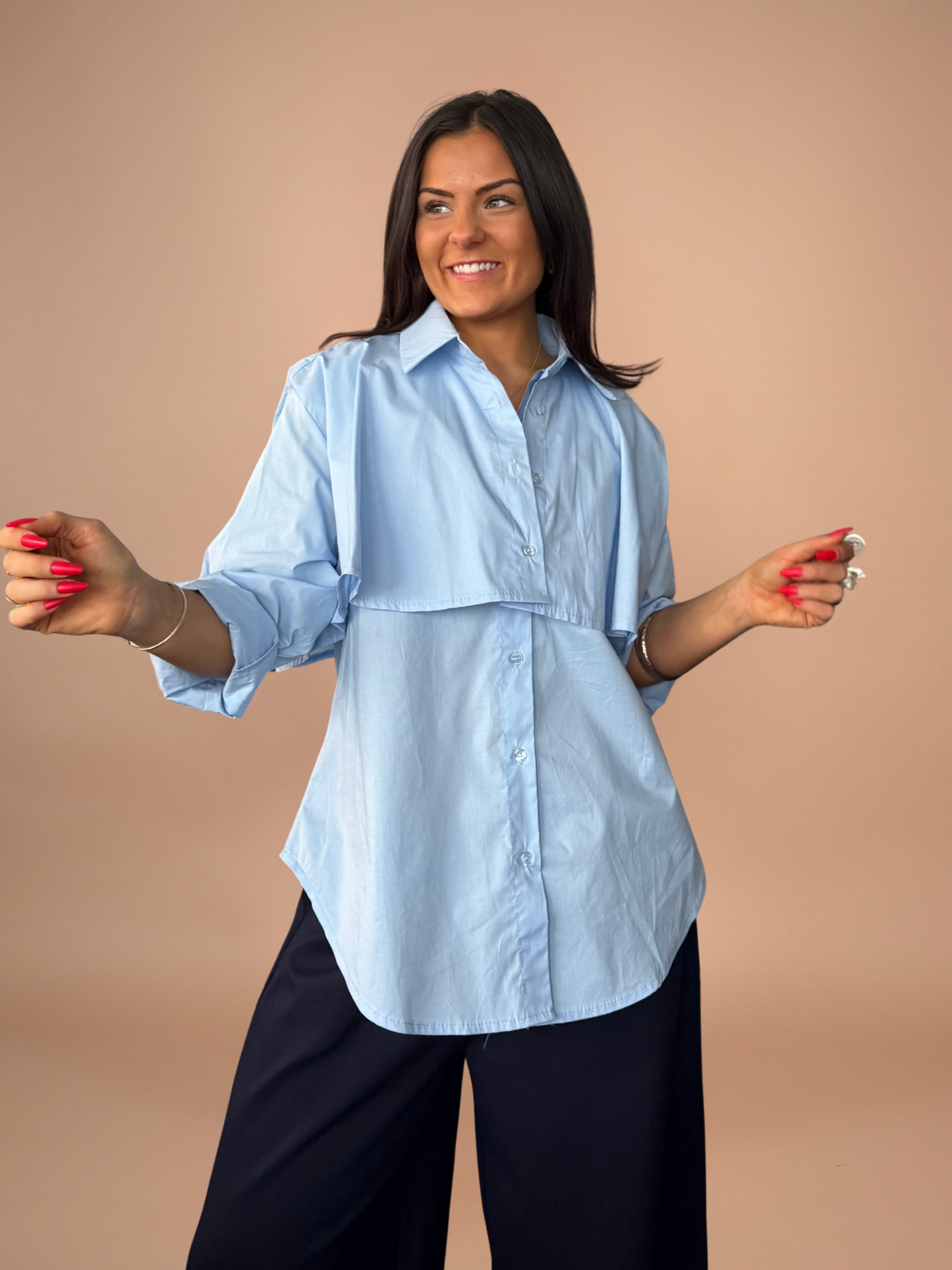 Chemise effet superposé bleu ciel