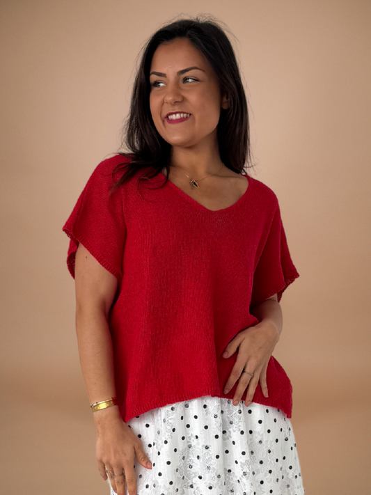 T-shirt maille rouge - 1485