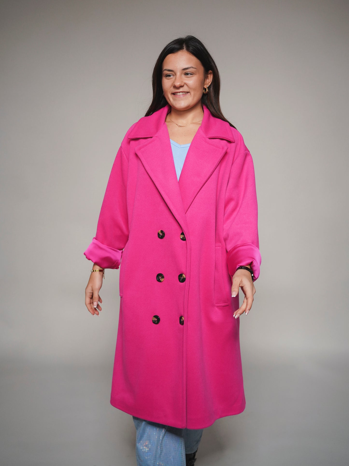 Manteau oversize fuchsia -1703