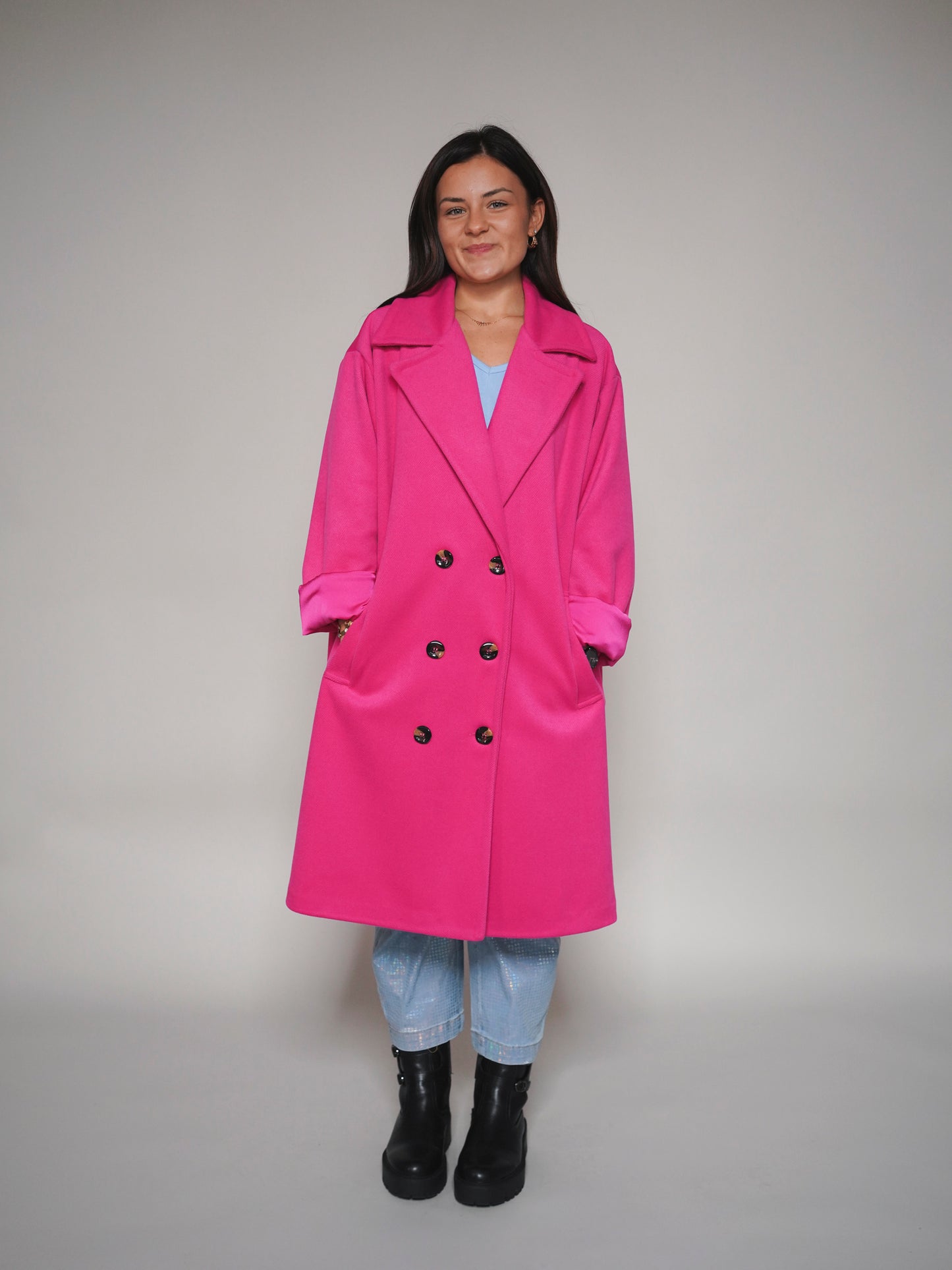 Manteau oversize fuchsia -1703