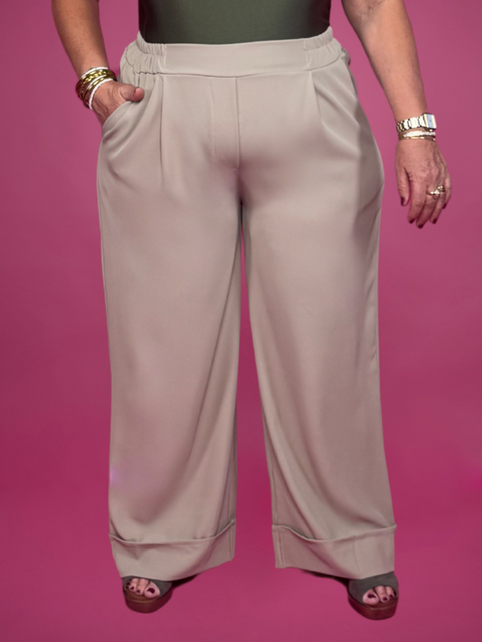 Pantalon à revers taupe - 1725