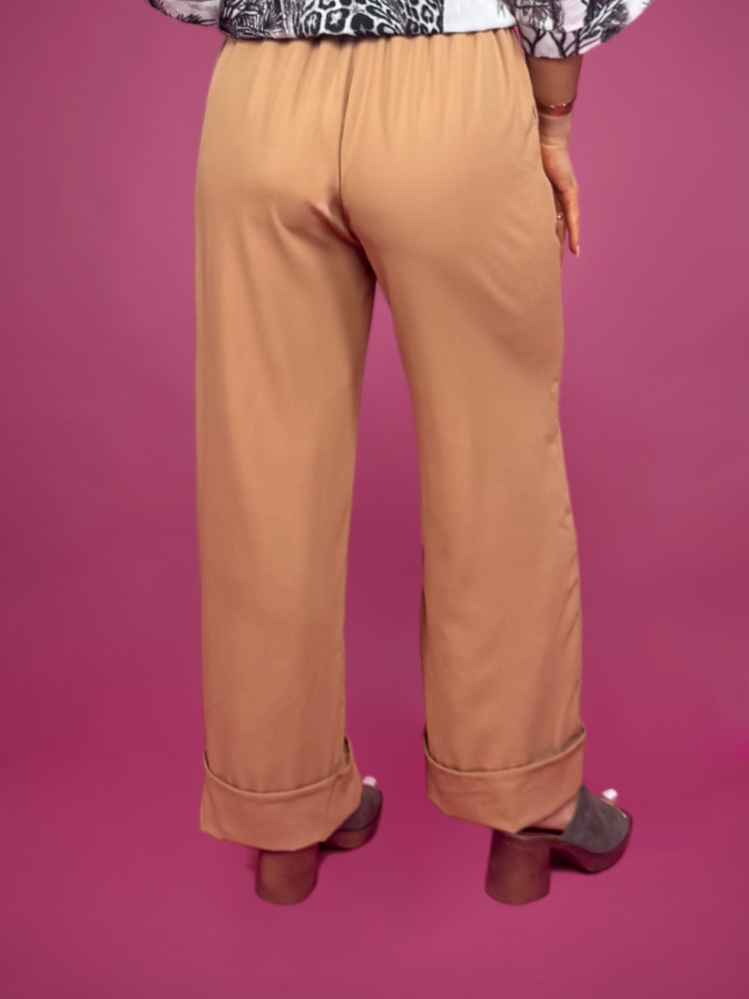 Pantalon à revers camel - 1725