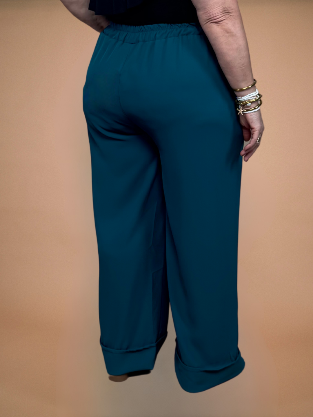 Pantalon à revers bleu canard - 1725