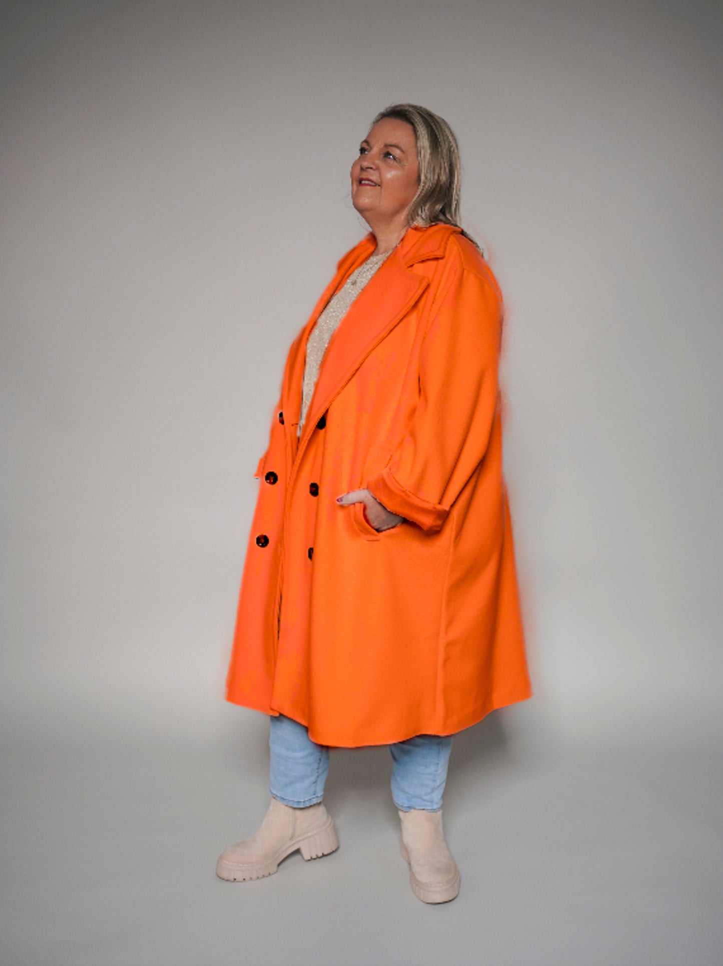 Manteau oversize orange -1703