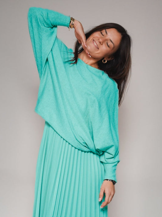 Pull turquoise oversize - 1819