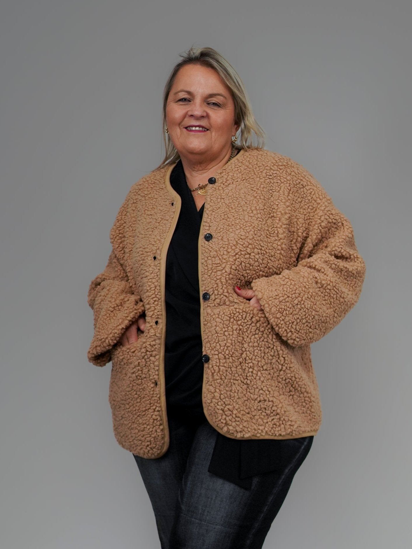 Veste bouclée camel - 1173