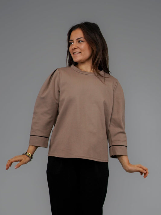 Haut camel manches 3/4 - 1194