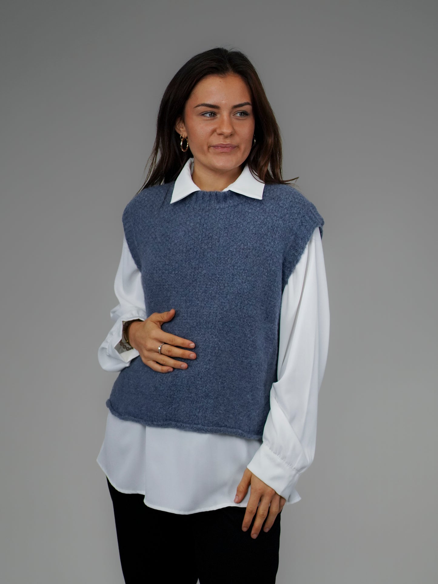 Pull sans manches bleu jean - 1172