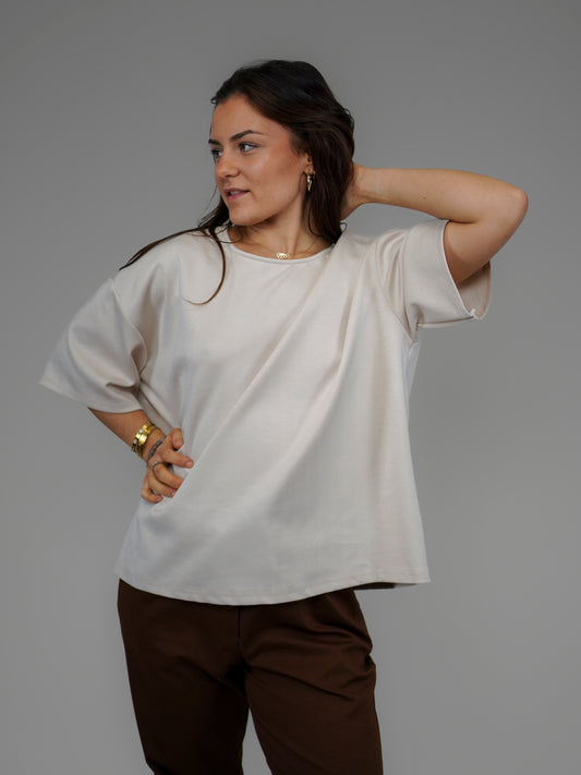 T-shirt doux oversize beige - 1858