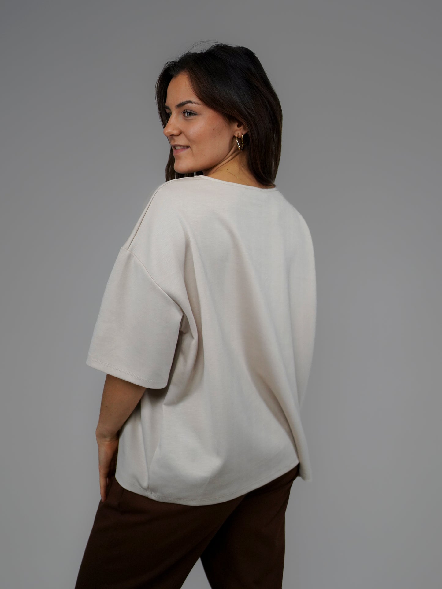 T-shirt doux oversize beige - 1858