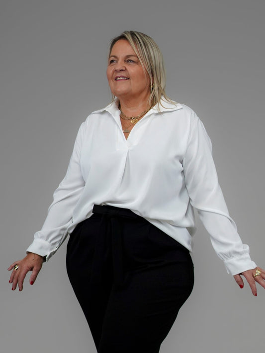 Blouse blanche col chemise - 1196
