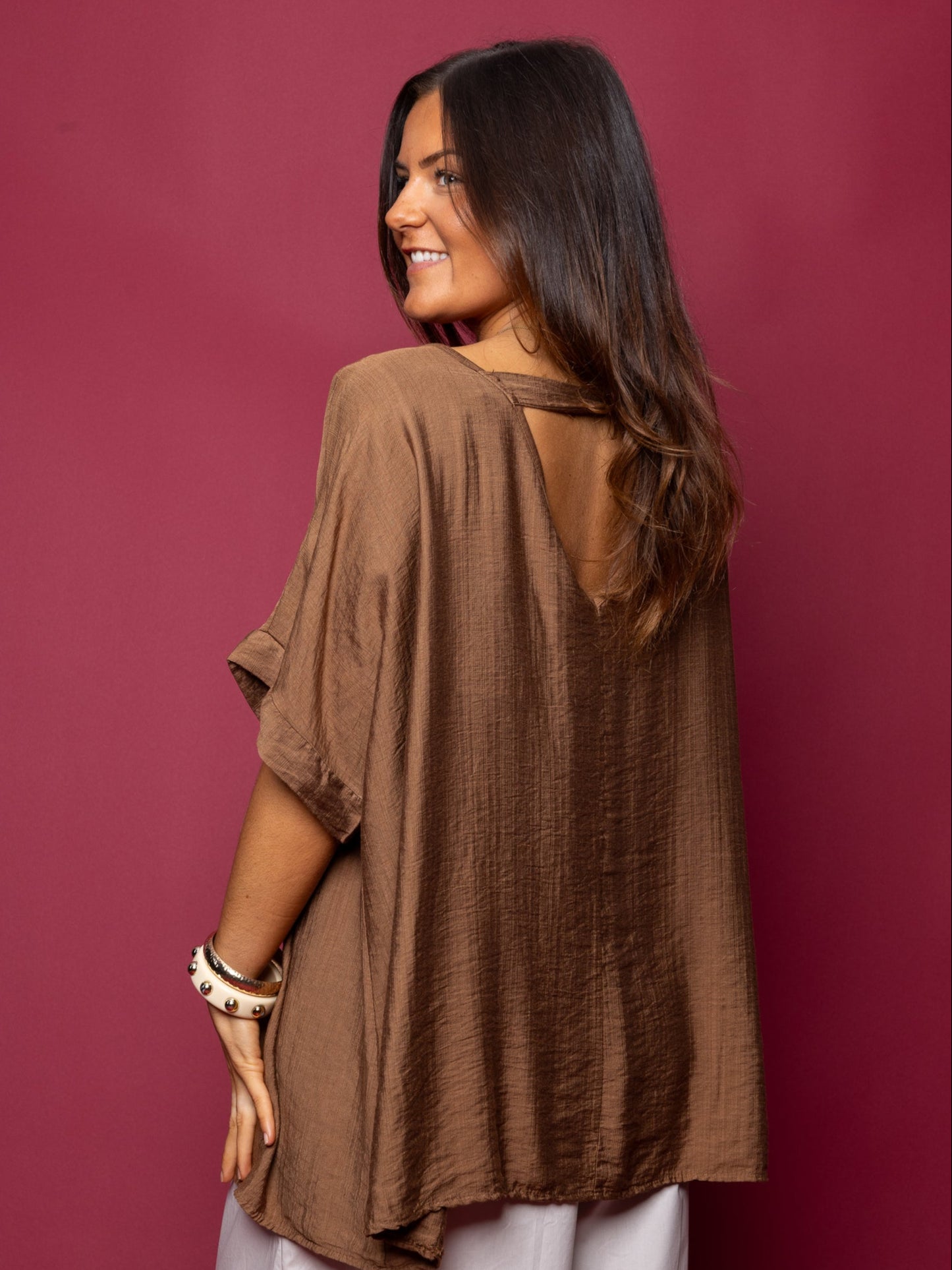 T-shirt col V terracotta - 1811