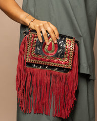 Sac à franges rouge et noir