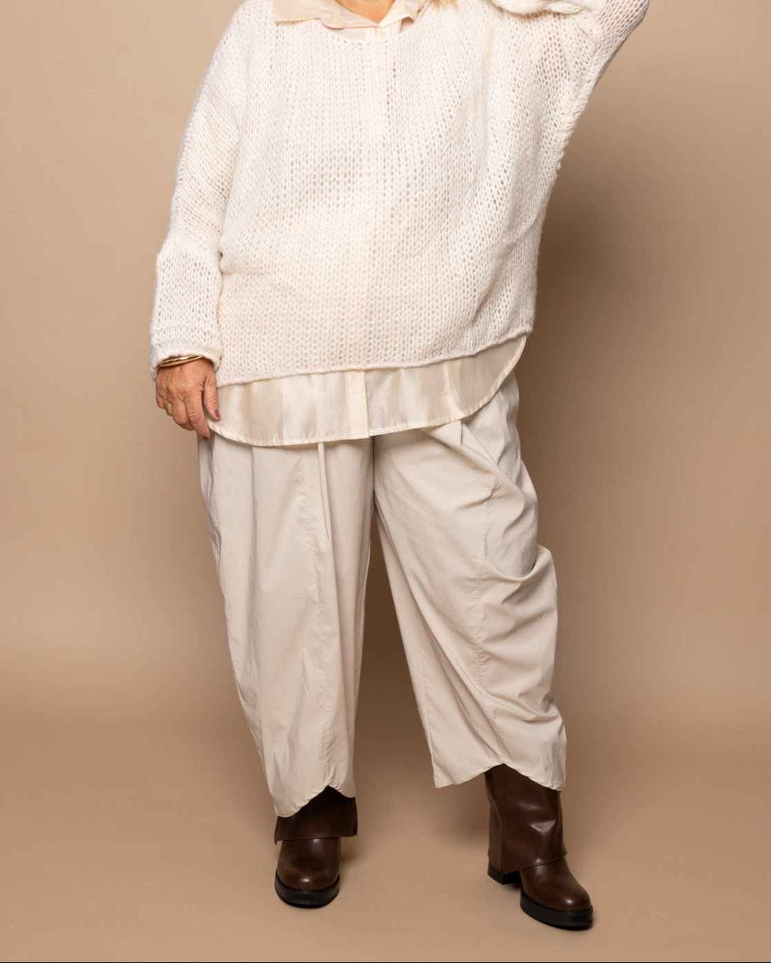 Pantalon barrel écru