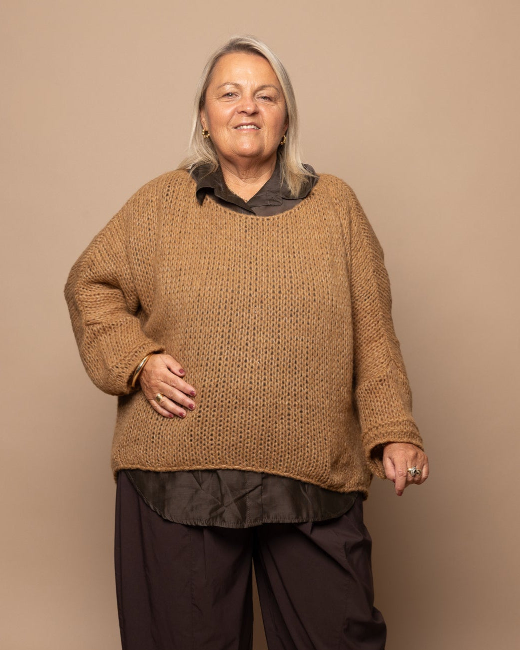Pull en maille camel