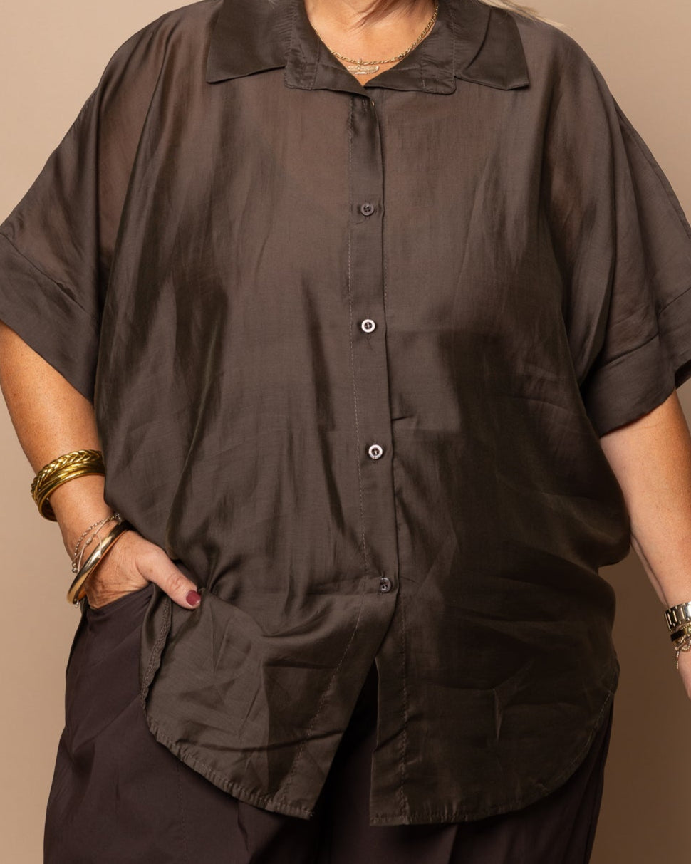 Chemise manches courtes chocolat