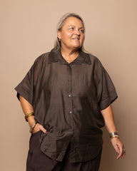 Chemise manches courtes chocolat