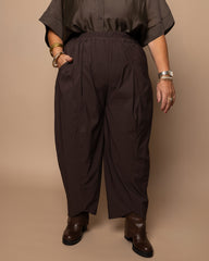 Pantalon barrel chocolat