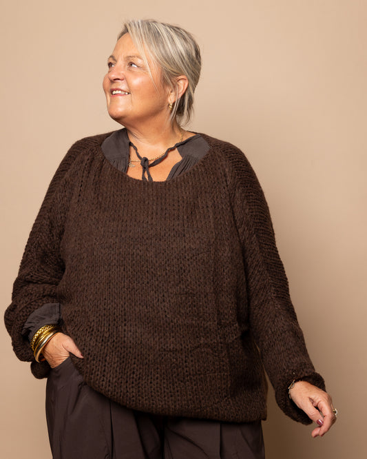 Pull en maille chocolat