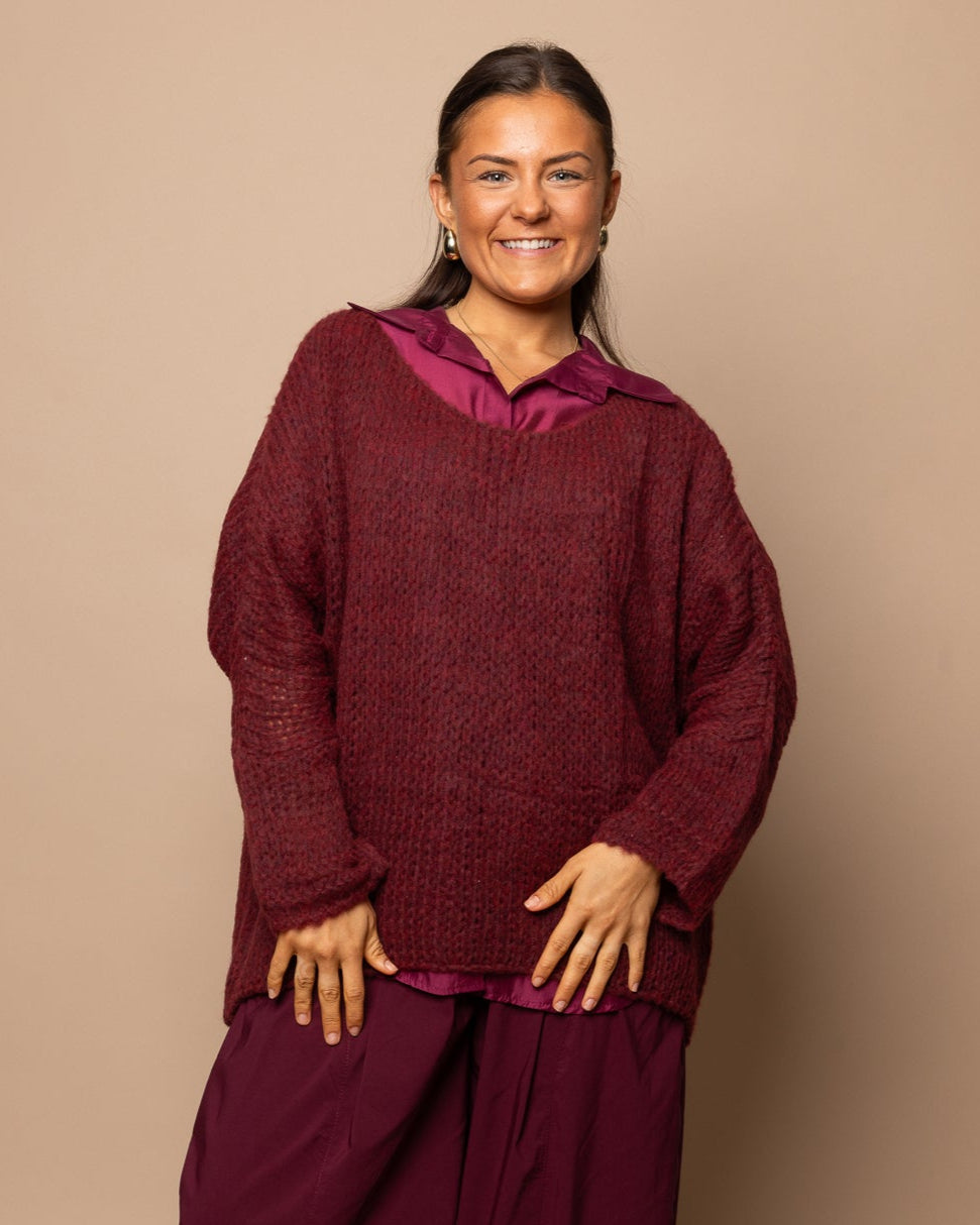 Pull en maille bordeaux