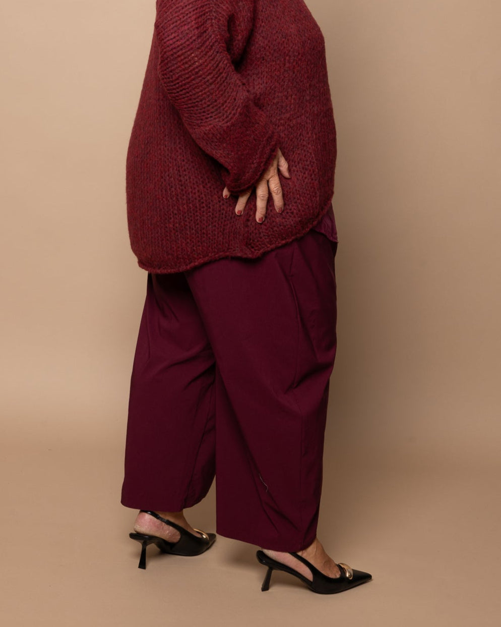 Pantalon barrel bordeaux