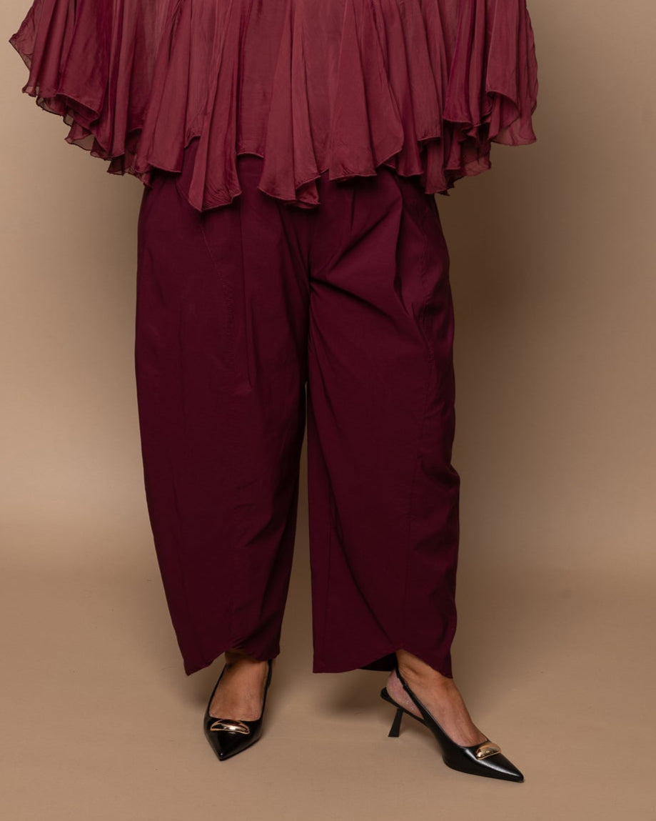 Pantalon barrel bordeaux