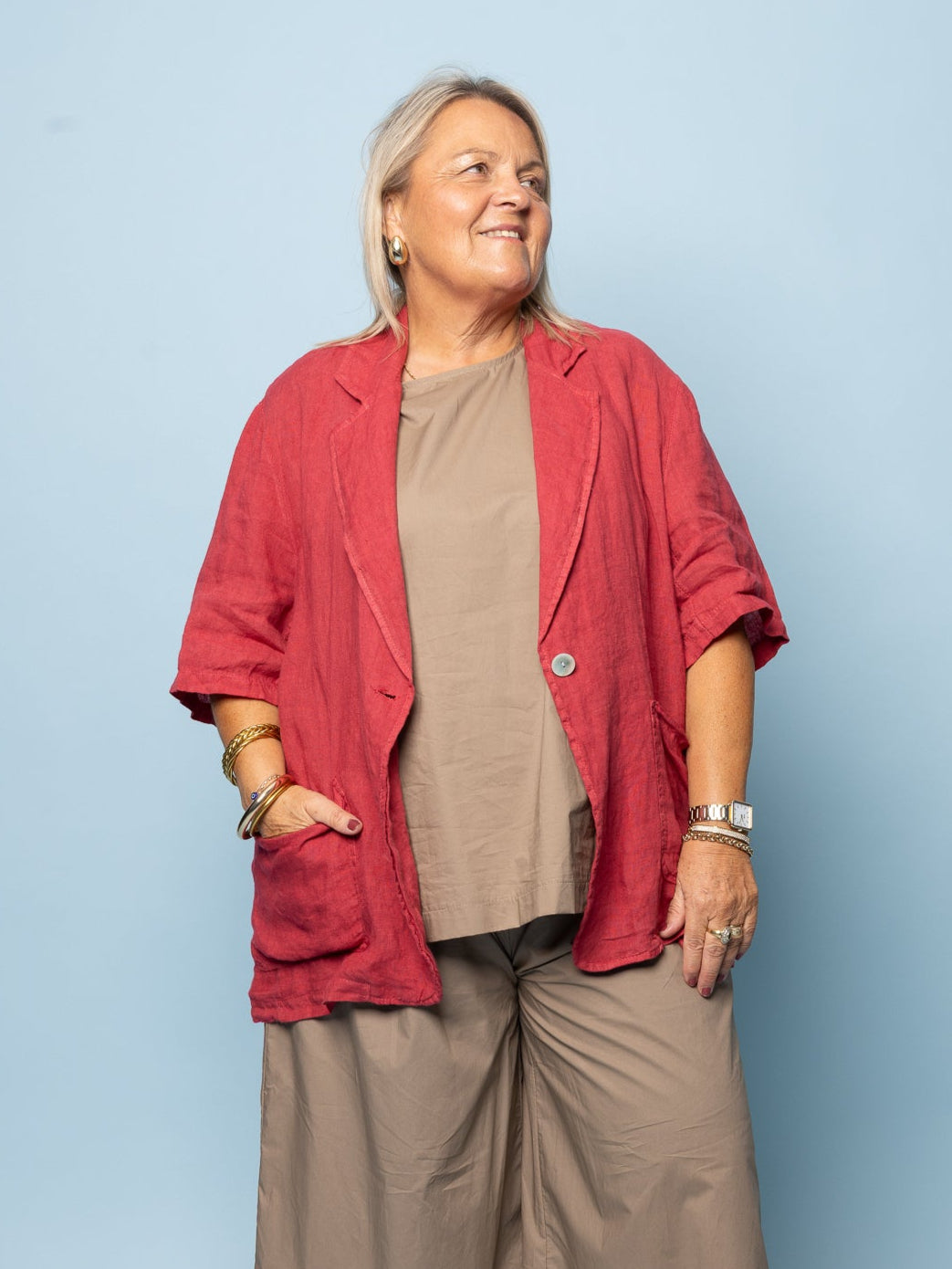 Blazer lin carmin