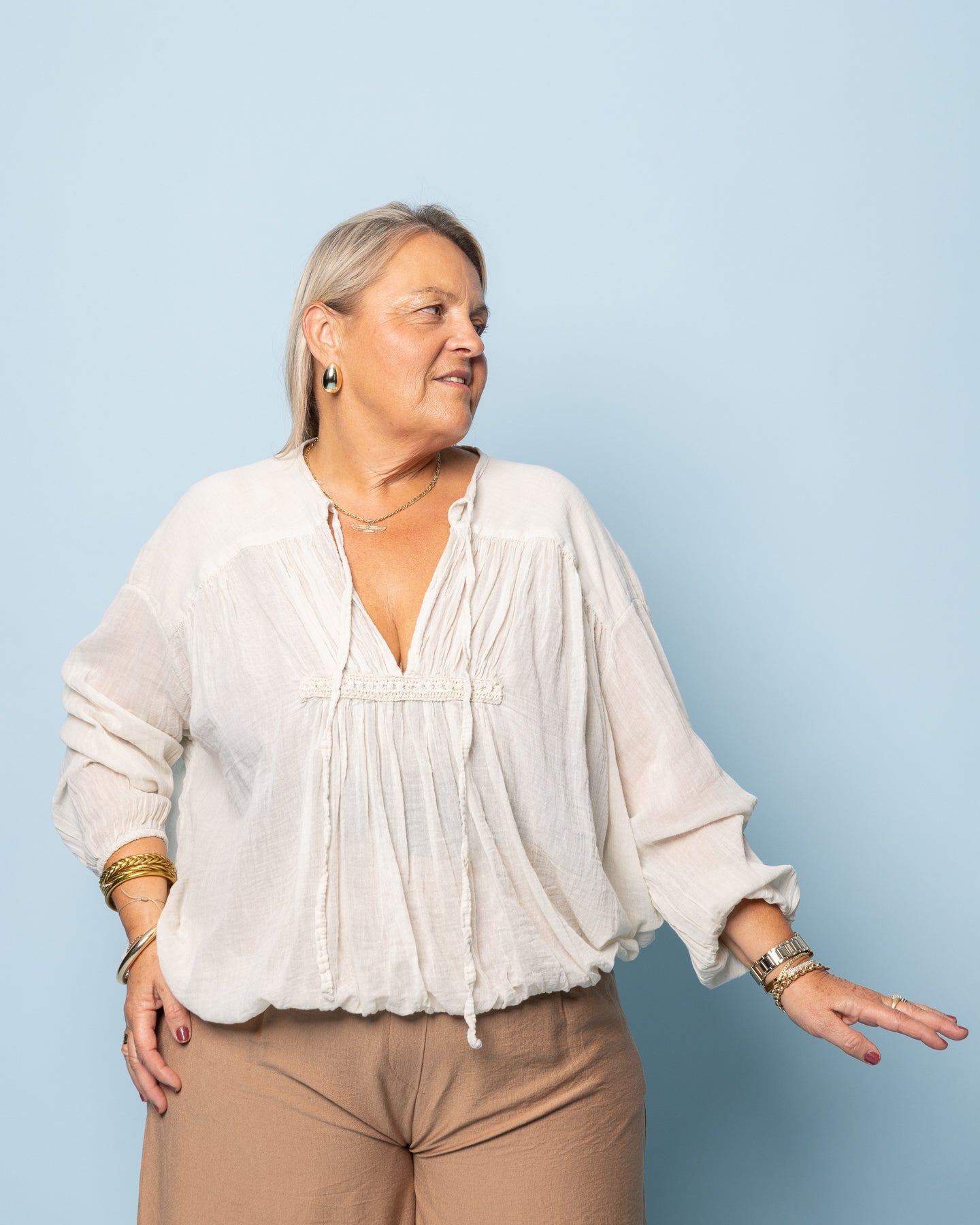 Blouse voile de coton écrue