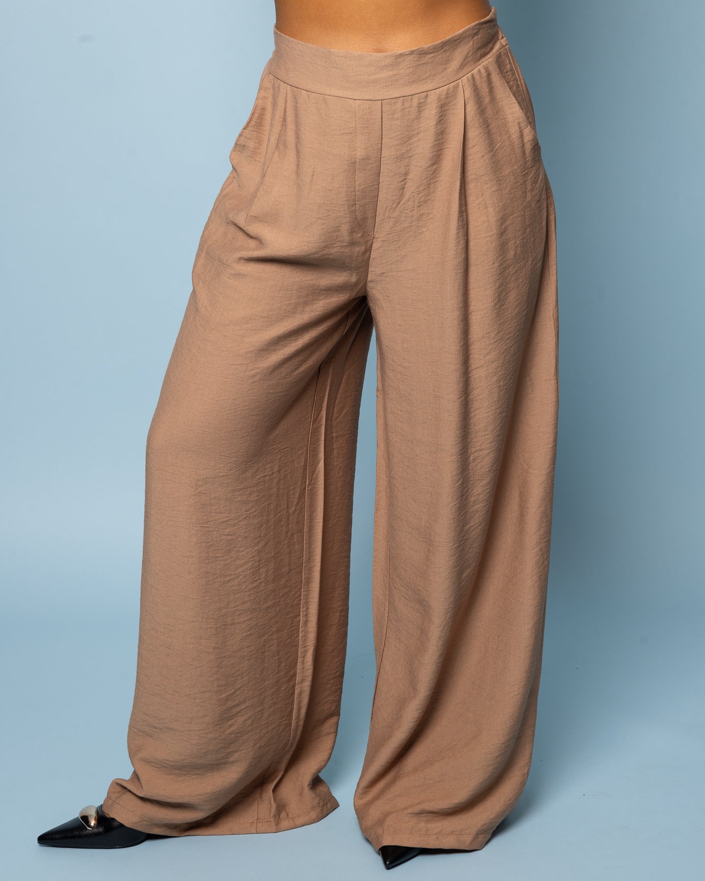 Pantalon large fluide taupe