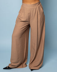 Pantalon large fluide taupe