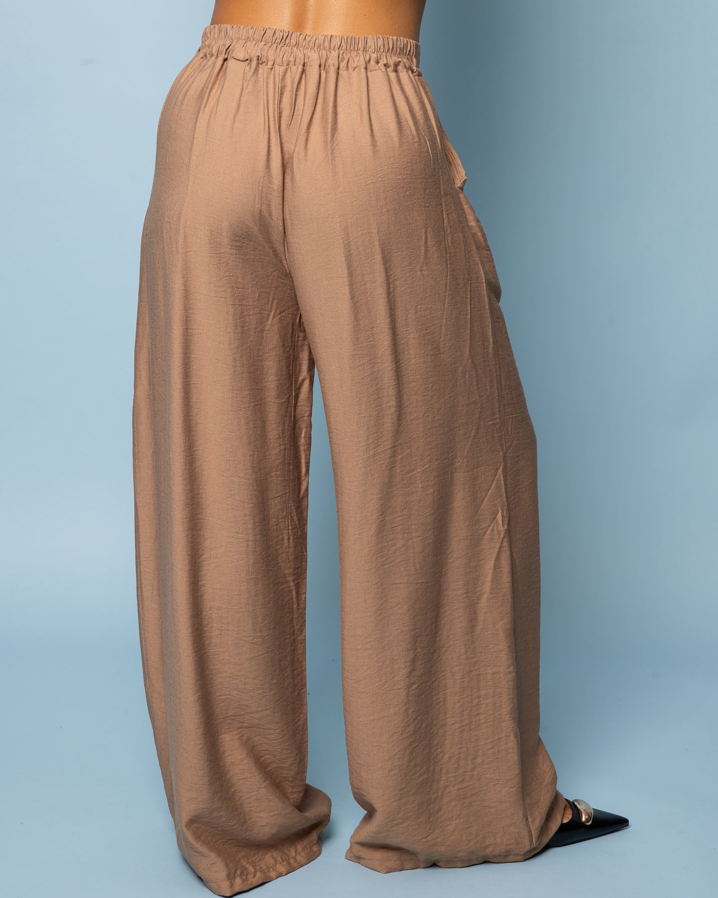 Pantalon large fluide taupe