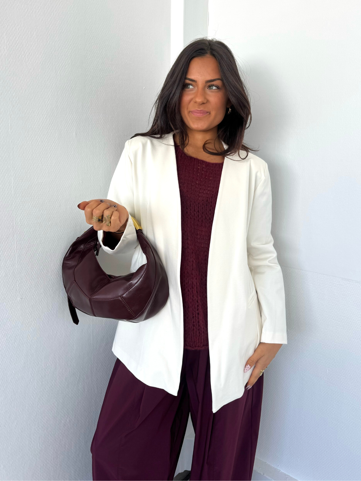 Blazer ceinturé écru