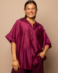 Chemise manches courtes bordeaux