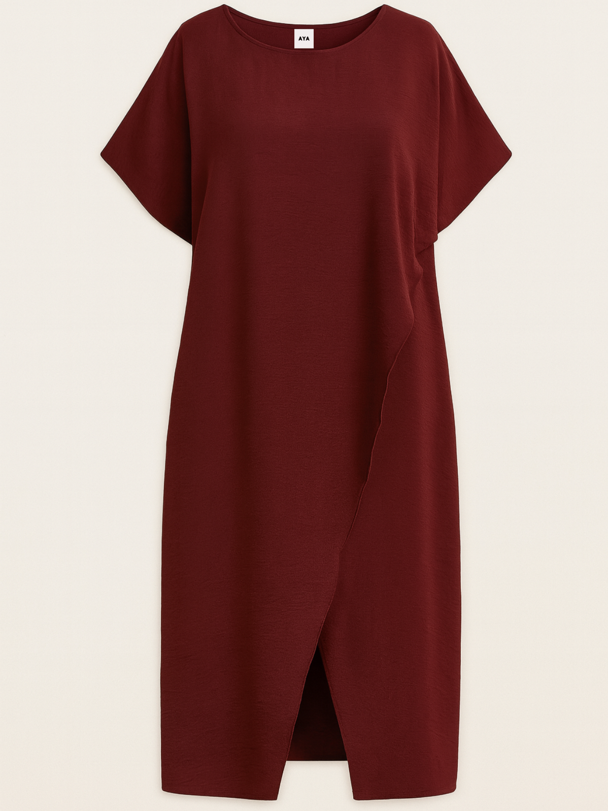 T-shirt long asymétrique bordeaux