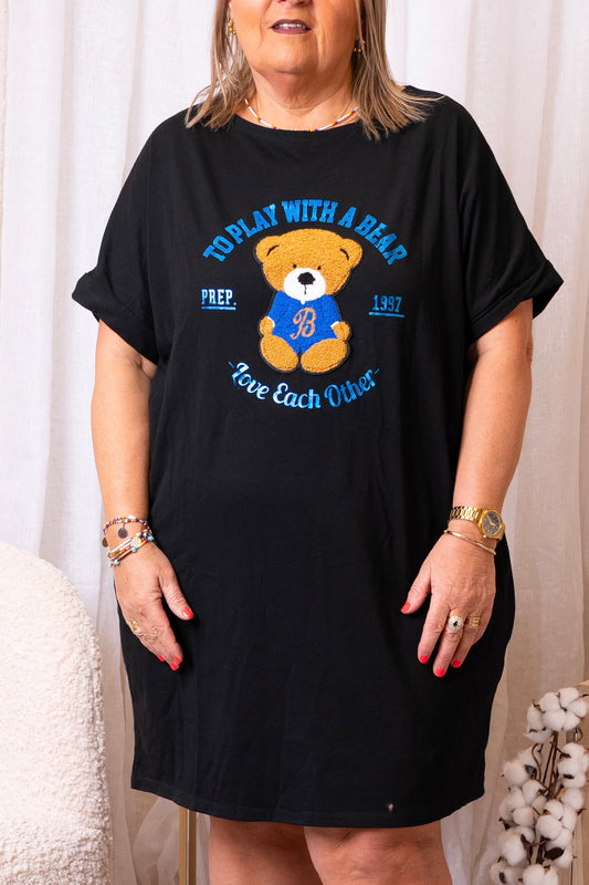 Robe t-shirt nounours bleu (2 tailles) - 1463